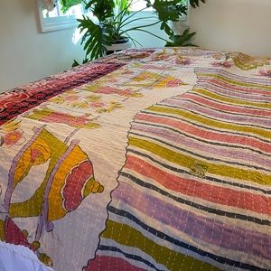 Vintage Handstitched reversible kantha quilt